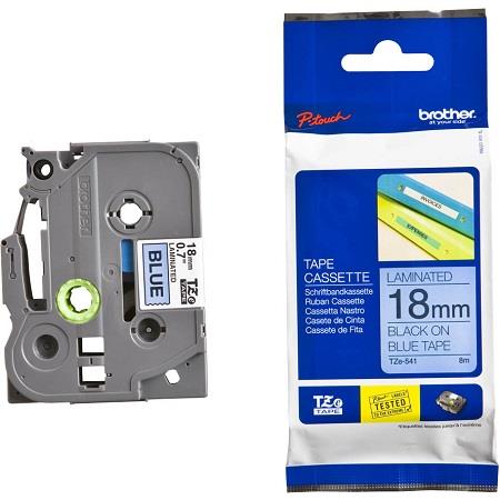 Brother Black/Blue Tze-541 Original P-Touch Label Tape (18Mm X 8M) On