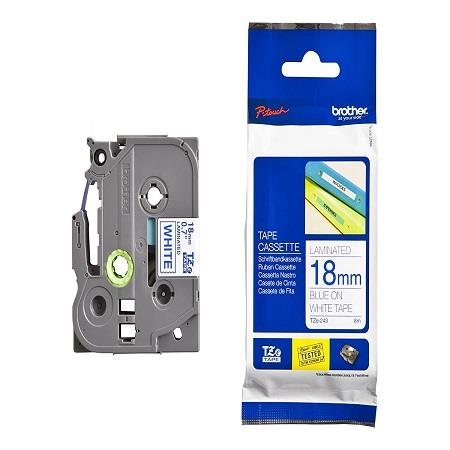 Brother Blue/White Tze-243 Original P-Touch Label Tape (18Mm X 8M) On