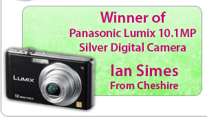 Winner of Panasonic Lumix 10.1 MP Silver Digital Camera: Ian Simes, Cheshire