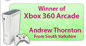 Winner of Xbox 360 Arcade Andrew Thornton, South Yorkshire