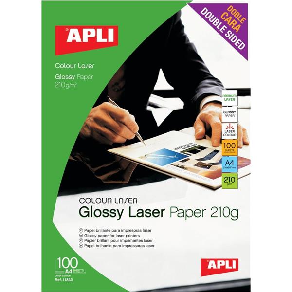 Apli, 1931[^]263588 Laser Paper Glossy Double-sided 210gsm A4