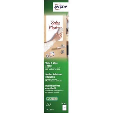 Avery, 1931[^]70702 (A3) Write And Wipe Sheets Pack of 3