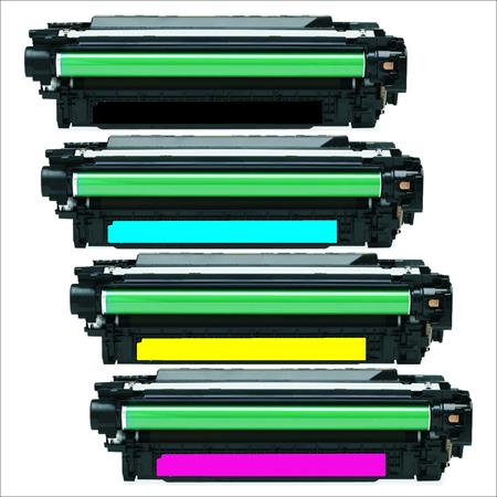 compatible multipack hp laserjet enterprise 500 color m551n printer toner cartridges 4 pack -ce400a
