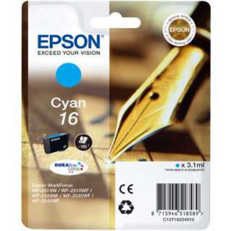 Image of Epson 16 (T162240) Cyan Original DURABrite Ultra Standard Capacity Ink Cartridge (Pen)