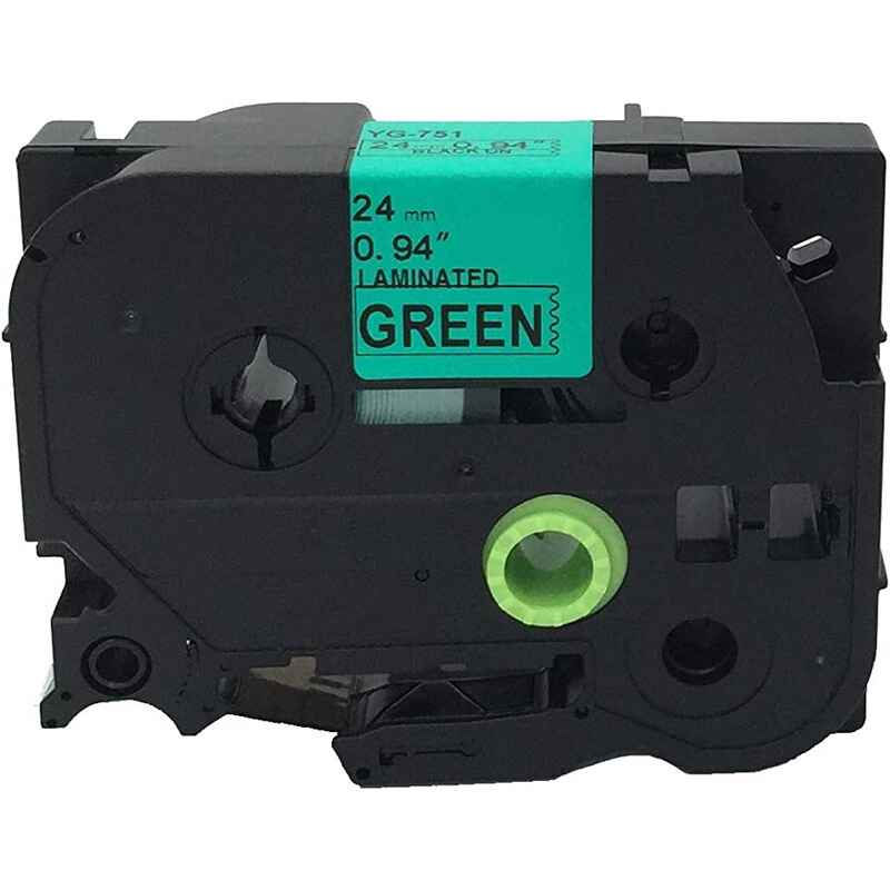 Printerinks Black/Green Compatible Brother Tze-751 P-Touch Label Tape (24Mm X 8M) On