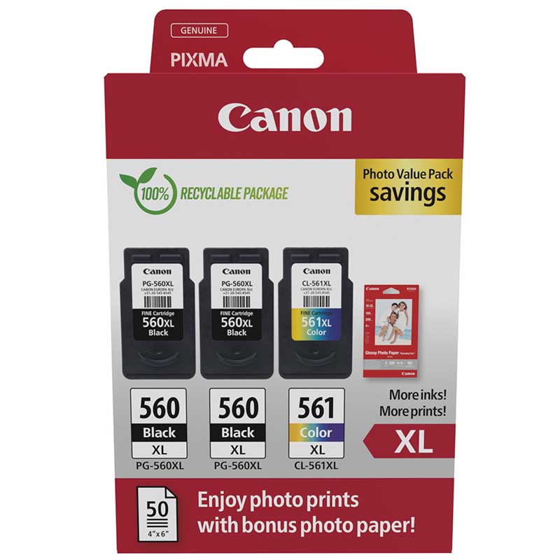 Canon Original PG-560XL x 2 / CL-561XL x 1 Photo value pack for Pixma TS7450 TS - Image 43