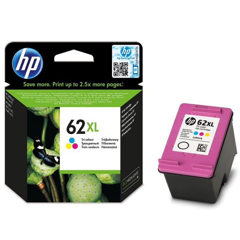 Hp Colour 62XL Original High Capacity Ink Cartridge (C2p07ae)