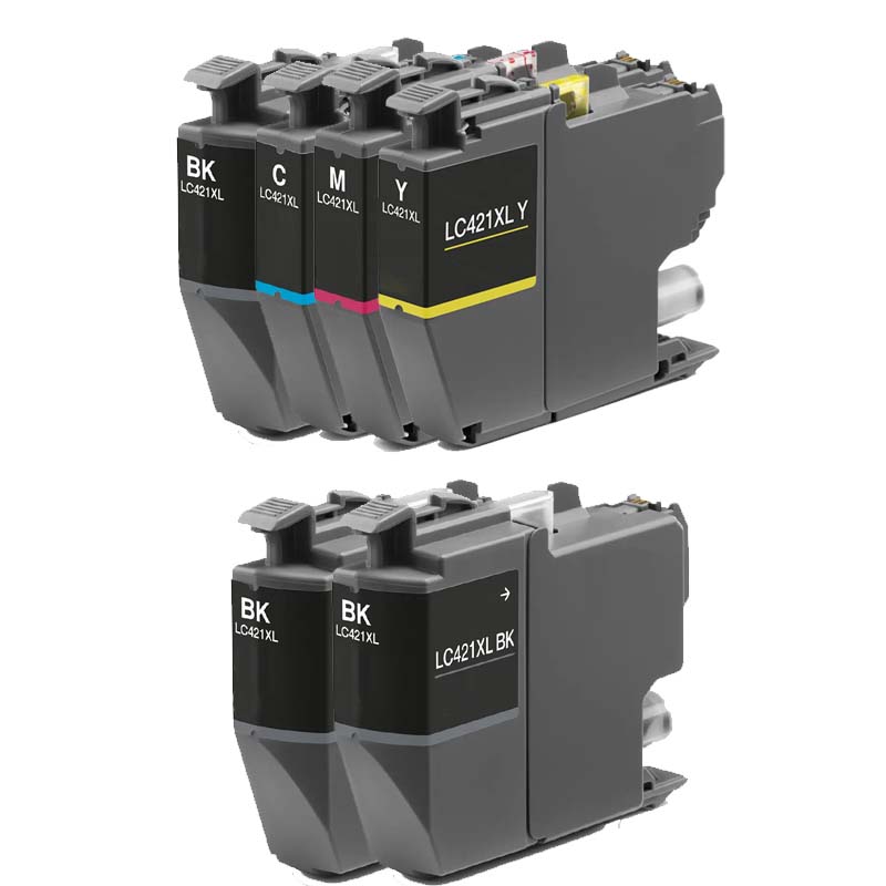 Compatible Brother LC421XL 1 Full Set + 2 EXTRA Black Ink Cartridges (6 Pack)  Multipack