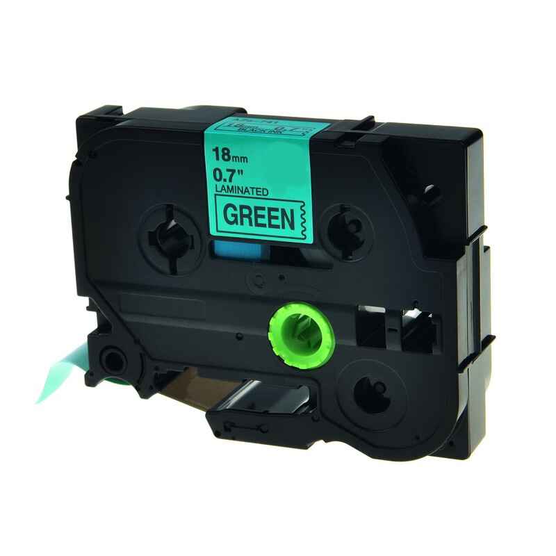 Printerinks Black/Green Compatible Brother Tze-741 P-Touch Label Tape (18Mm X 8M) On