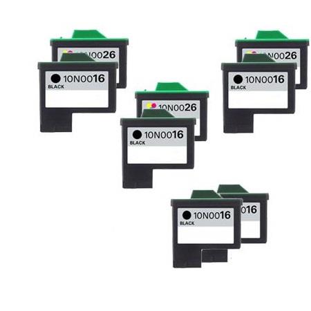 Printerinks Multicolor Compatible Lexmark X1155 Printer Ink Cartridges (8 Pack) -10N0016e Multipack