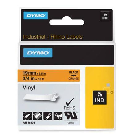 Dymo Black/Orange 18436 (S0718500) Original Label Tape (19Mm X 5.5M) On