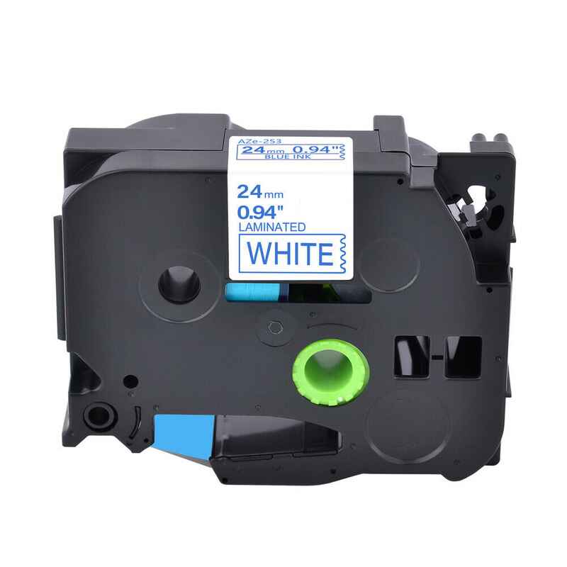 Printerinks Blue/White Compatible Brother Tze-253 P-Touch Label Tape (24Mm X 8M) On