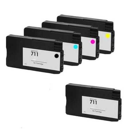 compatible multipack hp designjet t120 printer ink cartridges 5 pack -cz129a