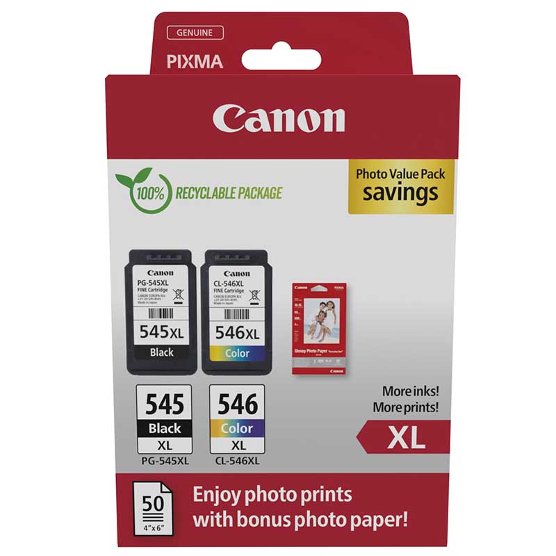 Canon Multipack Pg/Cl Original Ink Cartridges & Photo Paper (8286B011) 1St