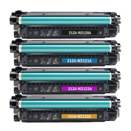 compatible multipack hp colour laserjet enterprise m555x printer toner cartridges 4 pack -w2120a