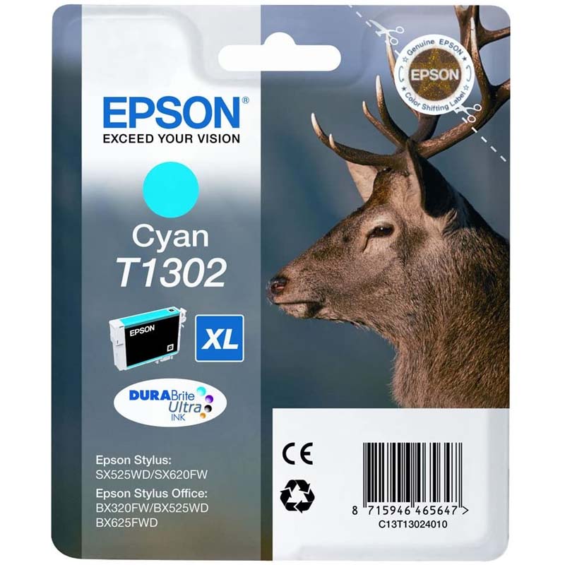 Genuine Epson Ink - T1302 XL CYAN / STYLUS SX535WD SX620FW (INC VAT) - Image 3