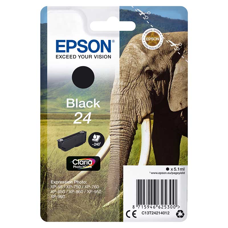 Epson Elephant 24 Original C13t24214012 Ink Cartridge (240... Black - Image 3