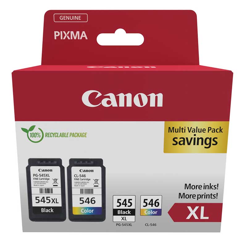 Canon Multi Colour Pg-545Xl/Cl-546 Original Multipack Ink Cartridges (8286B012)