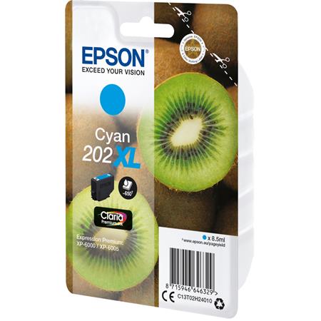 Image of Epson 202XL (T02H24010) Cyan Original Claria Premium High Capacity Ink Cartridge (Kiwi)