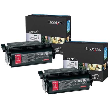 original multipack lexmark optra t614n printer toner cartridges 2 pack -12a5745