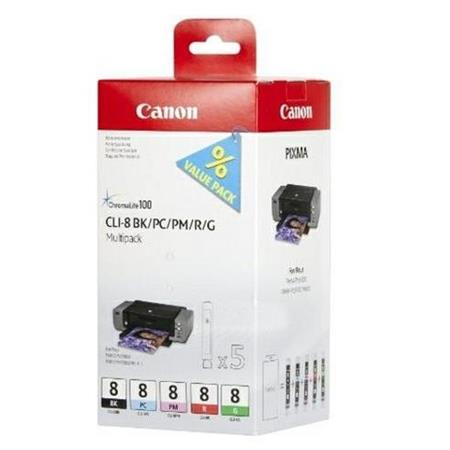 Canon Multi Colour Cli-8 Bk/Pc/Pm/R/G Original Multipack Ink Cartridges - Image 8