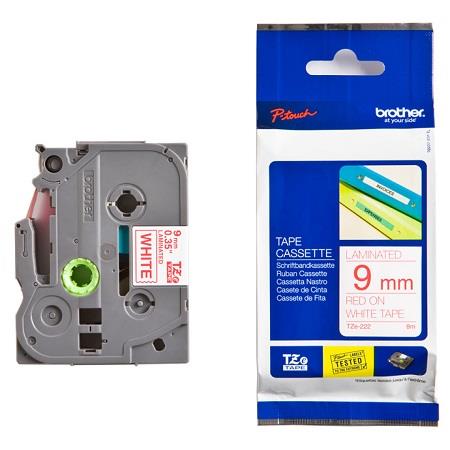 Brother Red/White Tze-222 Original P-Touch Label Tape ( 9Mm X 8M) On