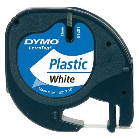 dymo 91201 s0721610 original label tape 12mm x 4m black on white