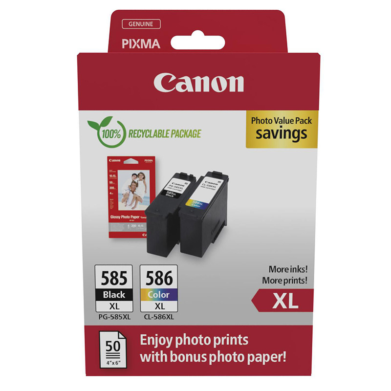 Canon Multipack Pg/Cl Original Ink Cartridges & Photo Paper (6204C005) 1St