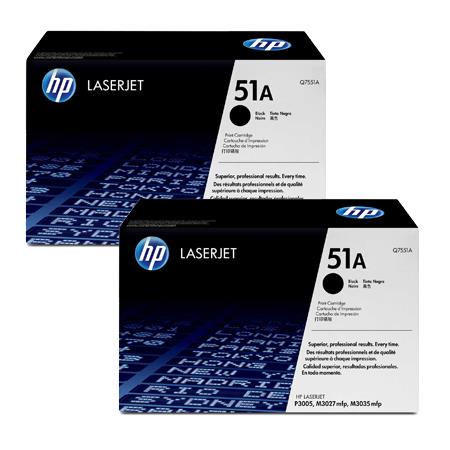 original multipack hp laserjet p3005x printer toner cartridges 2 pack -q7551a