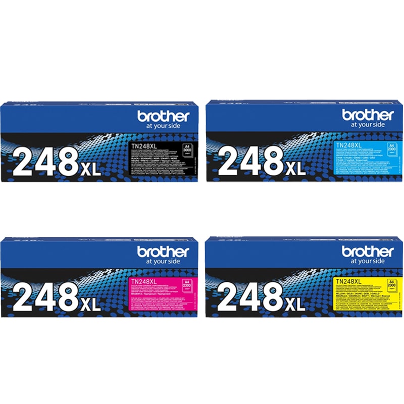 Brother Multicolor Dcp-L3520cdw Printer Toner Cartridges (4 Pack) -Tn248xlbk Multipack Original