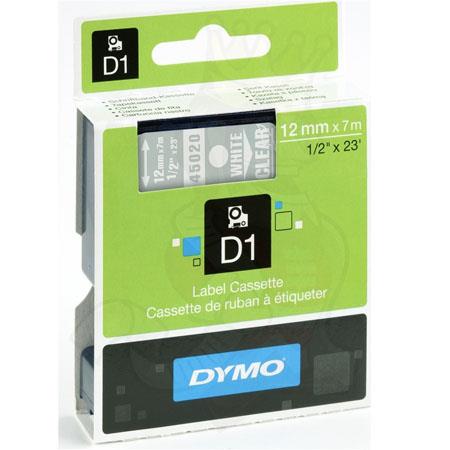 Dymo White 45020 (S0720600) Original Label Tape (12Mm X 7M) On Clear