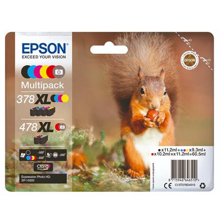 Image of Epson 378XL/478XL Original Claria Photo HD High Capacity Ink Cartridge Multipack (Squirrel)