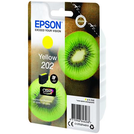 Image of Epson 202 (T02F44010) Yellow Original Claria Premium Standard Capacity Ink Cartridge (Kiwi)