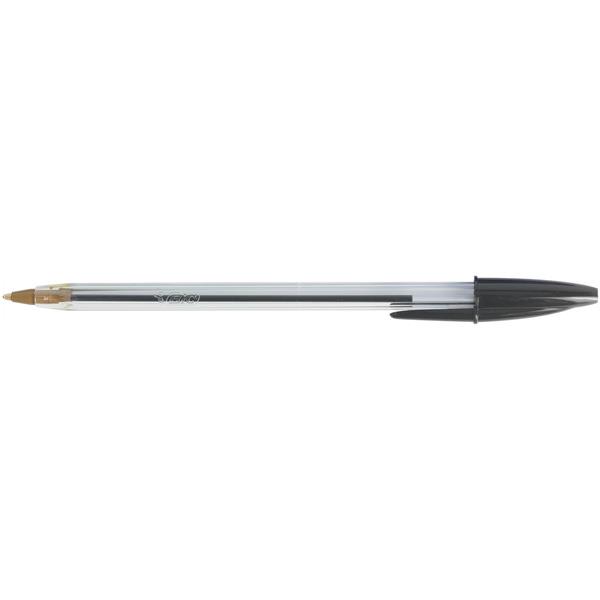 Bic Cristal Ballpoint Pen Clear Barrel 1.0mm Tip 0.4mm Line (Black) - (Pack of 50 Pens)