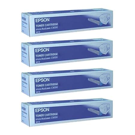 Epson Multicolor Aculaser C3000 Printer Toner Cartridges (4 Pack) -C13s050213 Multipack Original