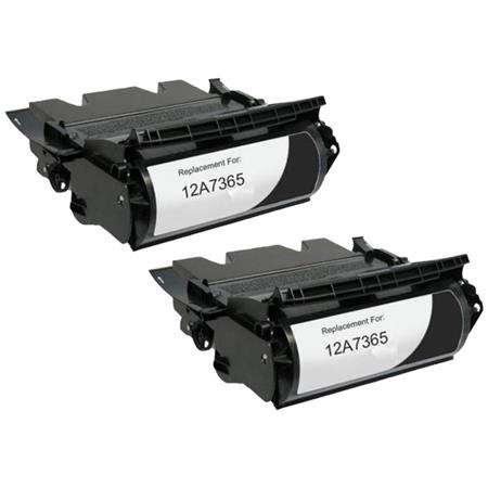 Printerinks Multicolor Compatible Lexmark 12A7365 Black Toner Cartridges (2 Pack) Twin Pack