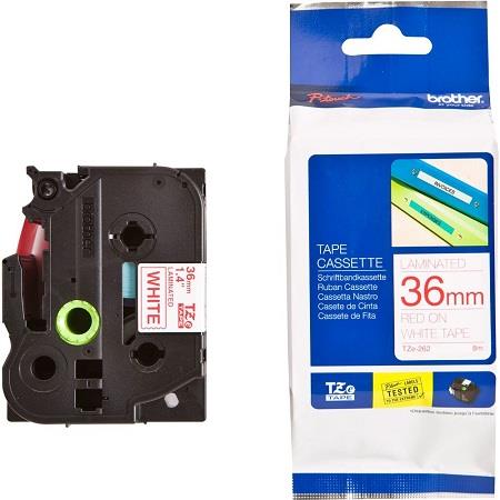Brother Red/White Tze-262 Original P-Touch Label Tape (36Mm X 8M) On
