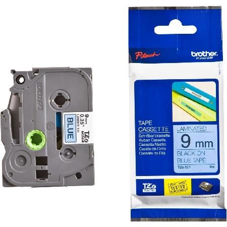 Brother Black/Blue Tze-521 Original P-Touch Label Tape (9Mm X 8M) On