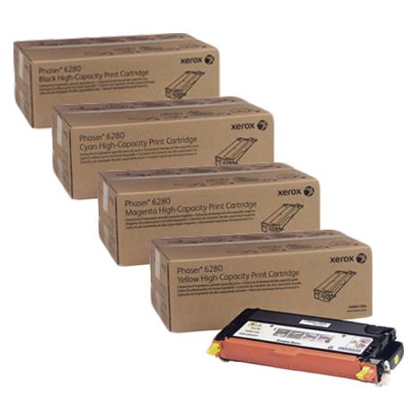 original multipack xerox phaser 6280vn printer toner cartridges 4 pack -106r01395