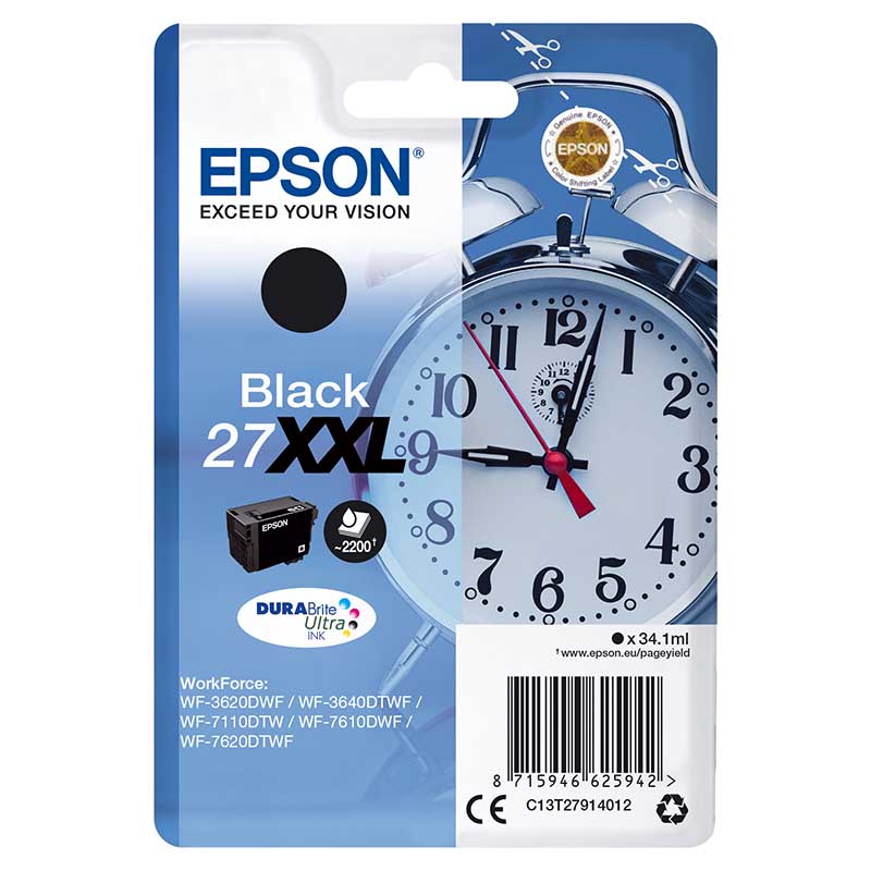 Epson Alarm Clock 27XXL Black Ink Cartridge, Black - Image 3