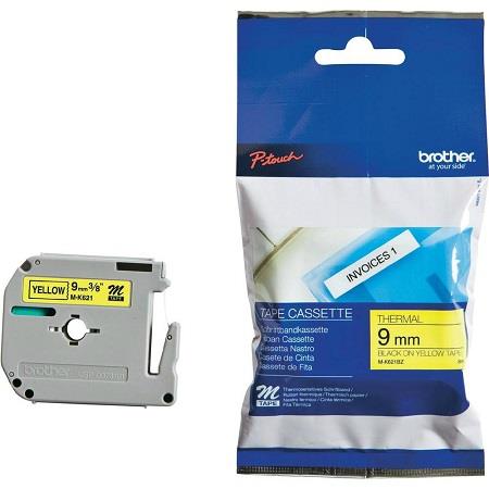 brother m-k621bz original label tape 9mm x 8m black on yellow