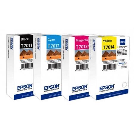 original multipack epson workforce pro wp-4595dnf 6 printer ink cartridges 4 pack -c13t70114010