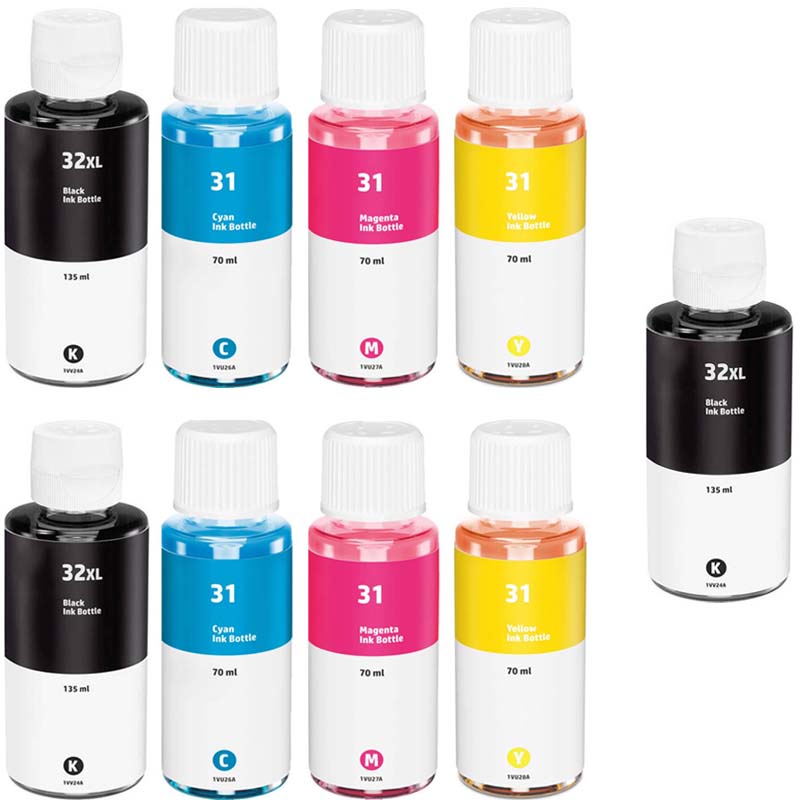 Printerinks Multicolor Compatible Hp Smart Tank 450 Printer Ink Cartridges (9 Pack) -1Vv24ae Multipack