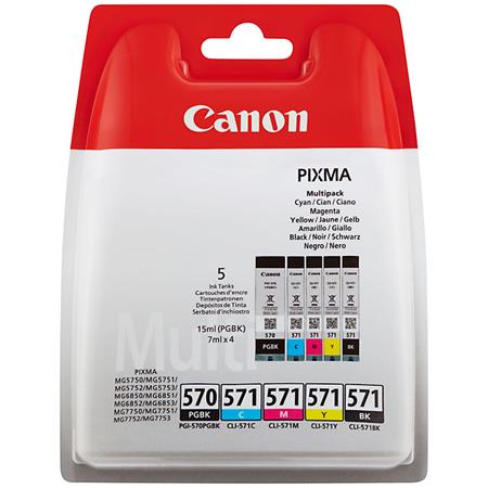 Image of Canon PGI-570/CLI-571 PGBK/BK/C/M/Y Multi Pack - 5-pack - black, yellow, cyan, magenta - original - ink tank