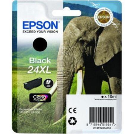 Image of Epson 24XL (T243140) Black Original Claria Photo HD High Capacity Ink Cartridge (Elephant)
