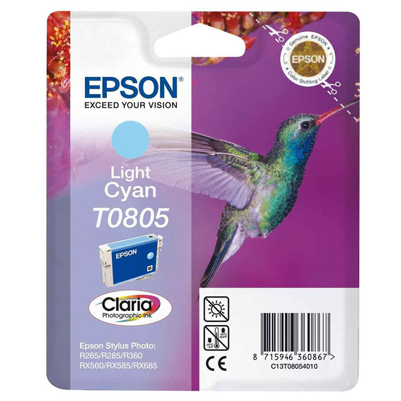 Epson Lightcyan T0805 (T080540) Light Cyan Original Ink Cartridge (Hummingbird)