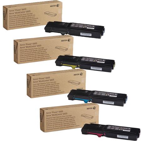 Xerox Multicolor Phaser 6600 Printer Toner Cartridges (4 Pack) -106R02232 Multipack Original