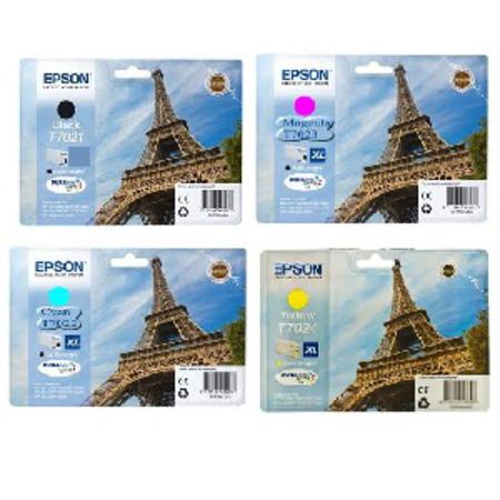 original multipack epson workforce pro wp-4500 printer ink cartridges 4 pack -c13t70214010