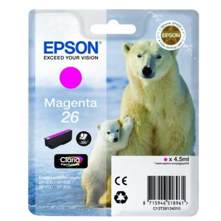 Epson Magenta 26 (T261340) Original Claria Premium Standard Capacity Ink Cartridge (Polar Bear)
