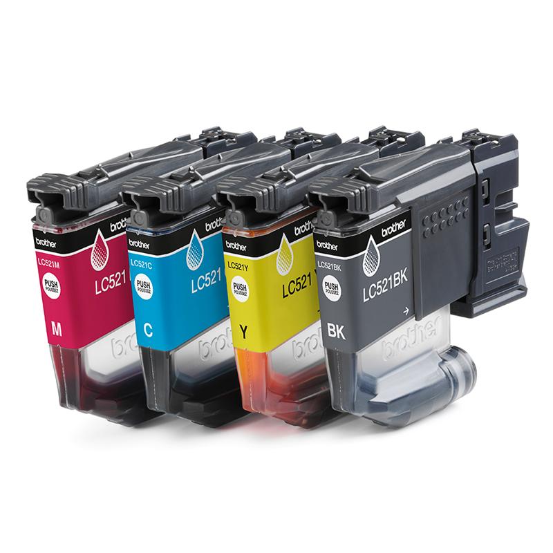 Brother Multicolor Dcp-J1310dw Printer Ink Cartridges (4 Pack) -Lc521bk Multipack Original